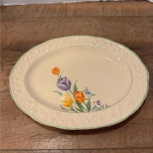 Vintage English Brambleberry Serving Platter Floral Tulips 11”